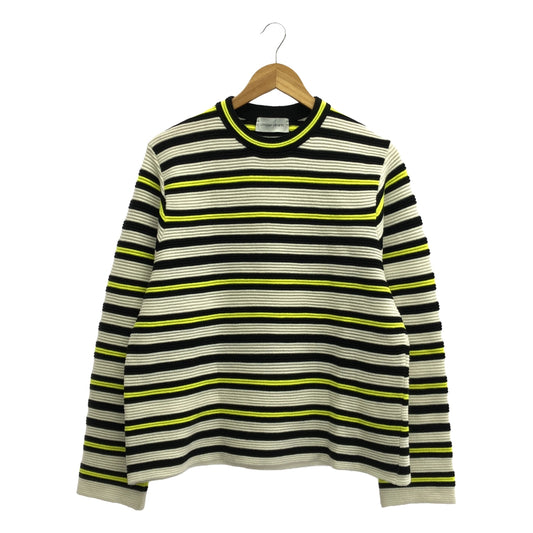 [Good Condition] Christian Wijnants | Wool Striped Crew Neck Sweater | S | White / Black / Yellow | Women's