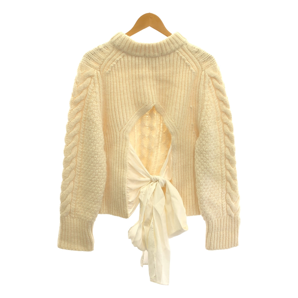 Cecilie Bahnsen / セシリーバンセン | Frederica ウール アルパカ バックシルクリボン ケーブルニット | M/L | ホワイト | レディース