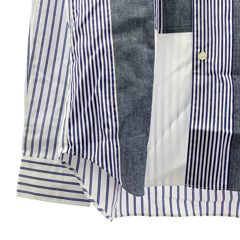 COMME des GARCONS HOMME DEUX / 꼼데가르송 옴므 듀 | 2025SS | 이소재 전환 스트라이프 패치워크 셔츠 | M | 남성