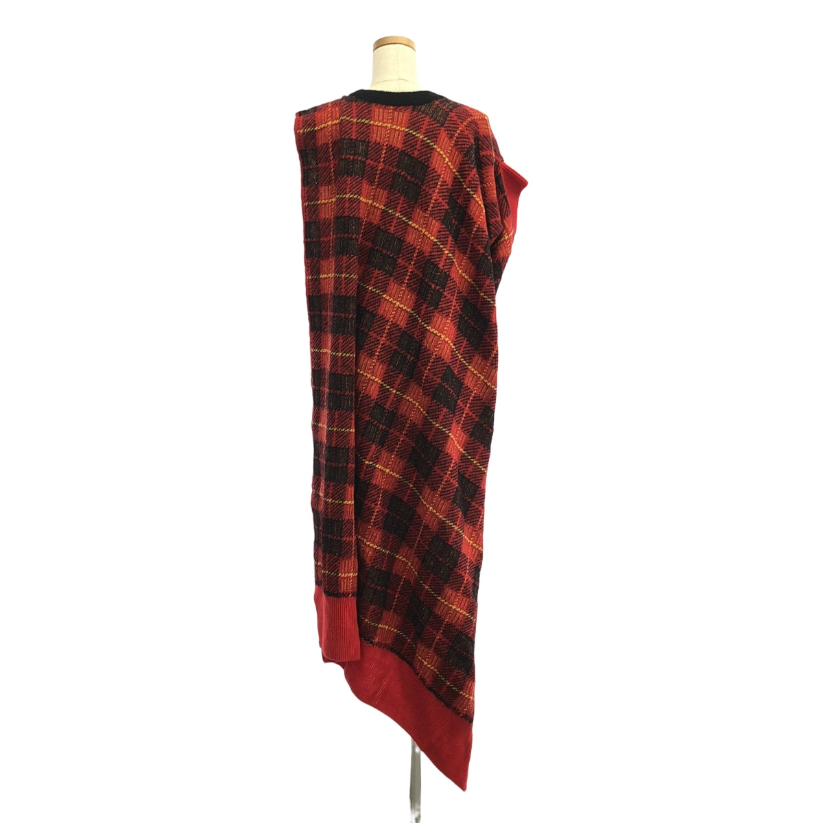 【美品】  JUNYA WATANABE COMME des GARCONS / ジュンヤワタナベ | 2017AW | ウール モヘヤ ジャガード 変形 ニット ストール マフラー ポンチョ | M | レッド/ブラック/イエロー | レディース