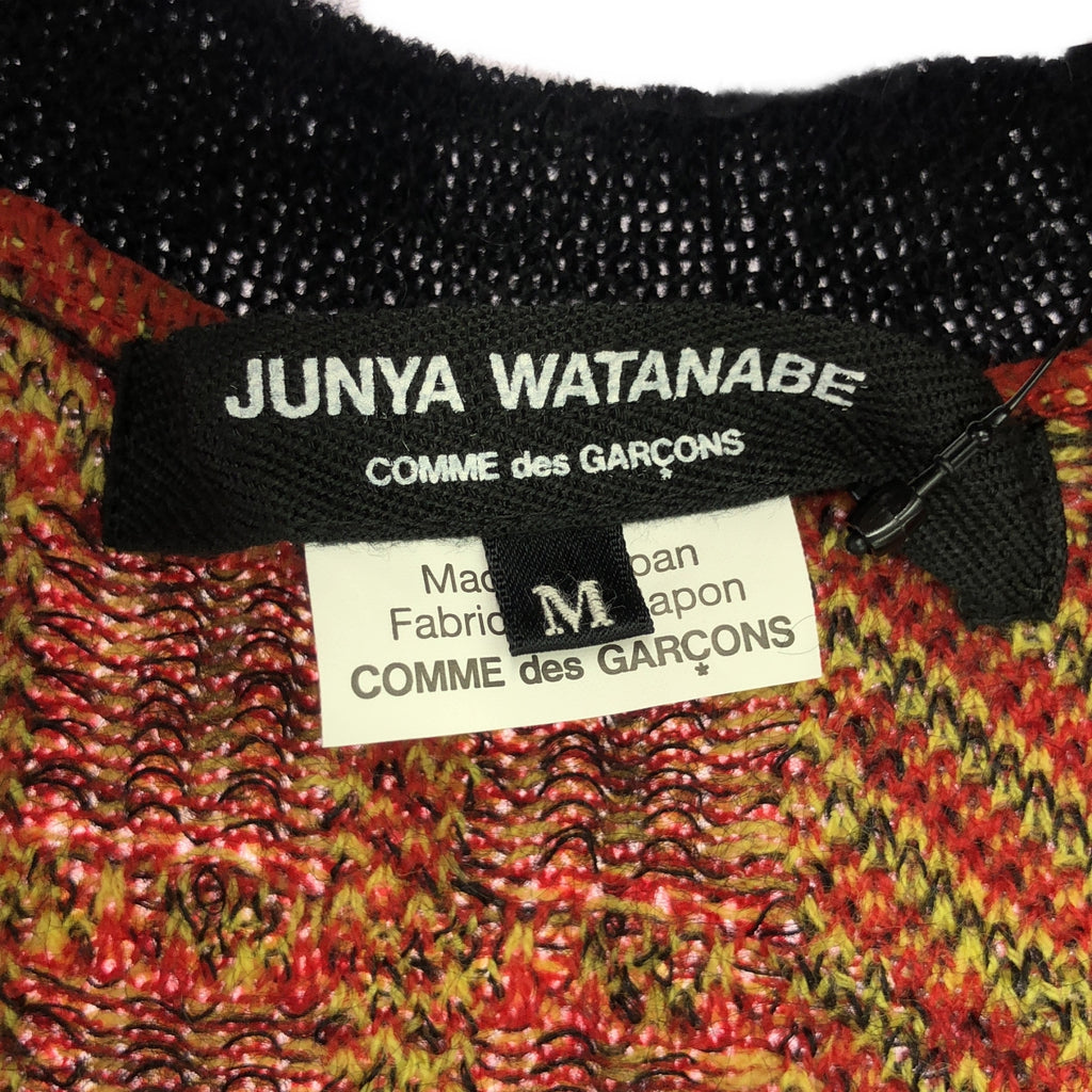 [品相良好] JUNYA WATANABE COMME des GARCONS / 渡邊淳彌 | 2017AW | 羊毛馬海毛提花變形針織披肩圍巾斗篷 | M | 紅/黑/黃 | 女款