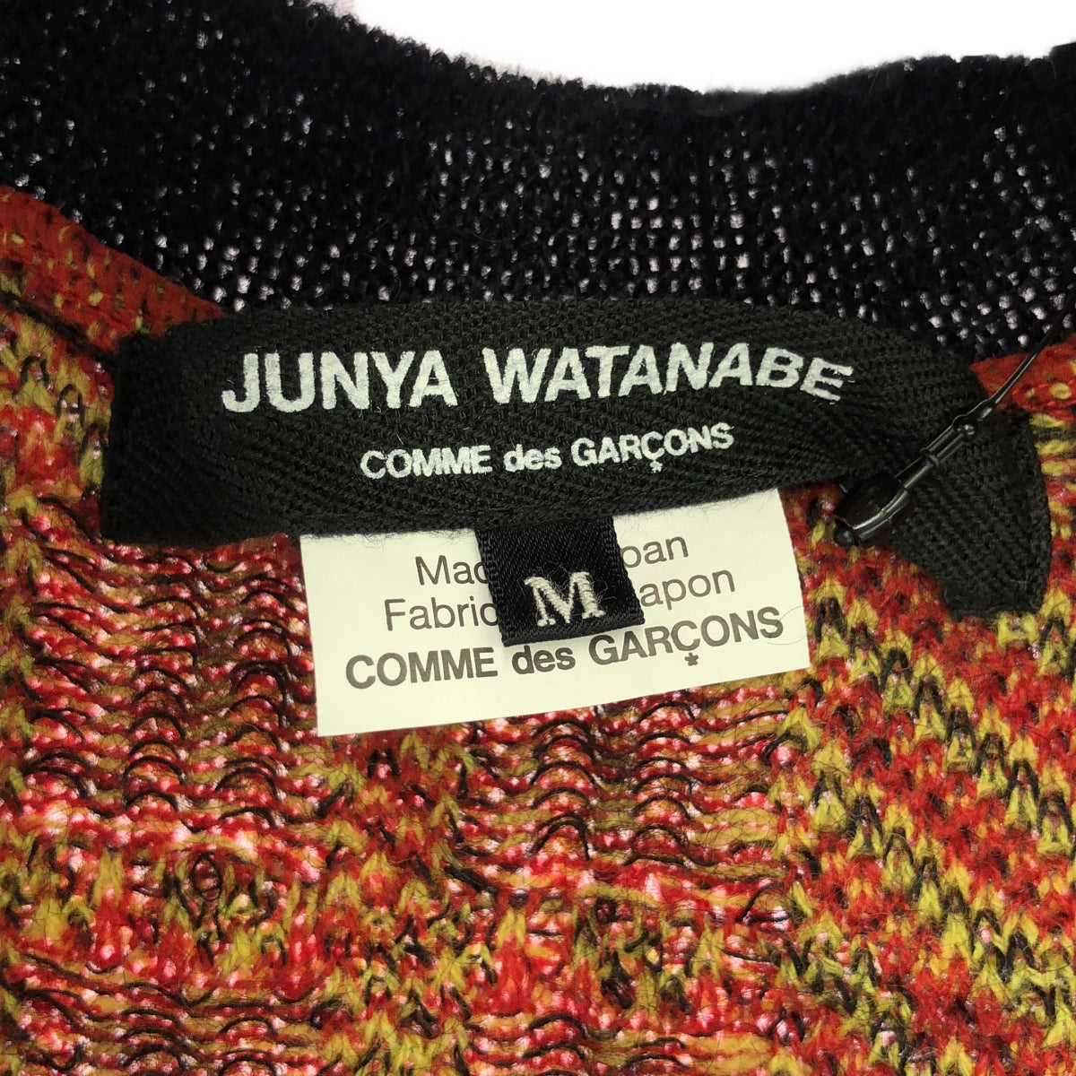 [品相良好] JUNYA WATANABE COMME des GARCONS / 渡邊淳彌 | 2017AW | 羊毛馬海毛提花變形針織披肩圍巾斗篷 | M | 紅/黑/黃 | 女款