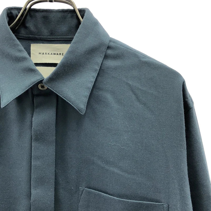 MARKAWARE / マーカウェア | 2022SS | FLY FRONT SHIRT / ORGANIC WOOL VIYELLA  / ロゴボタン フライフロント シャツ | 1 | メンズ