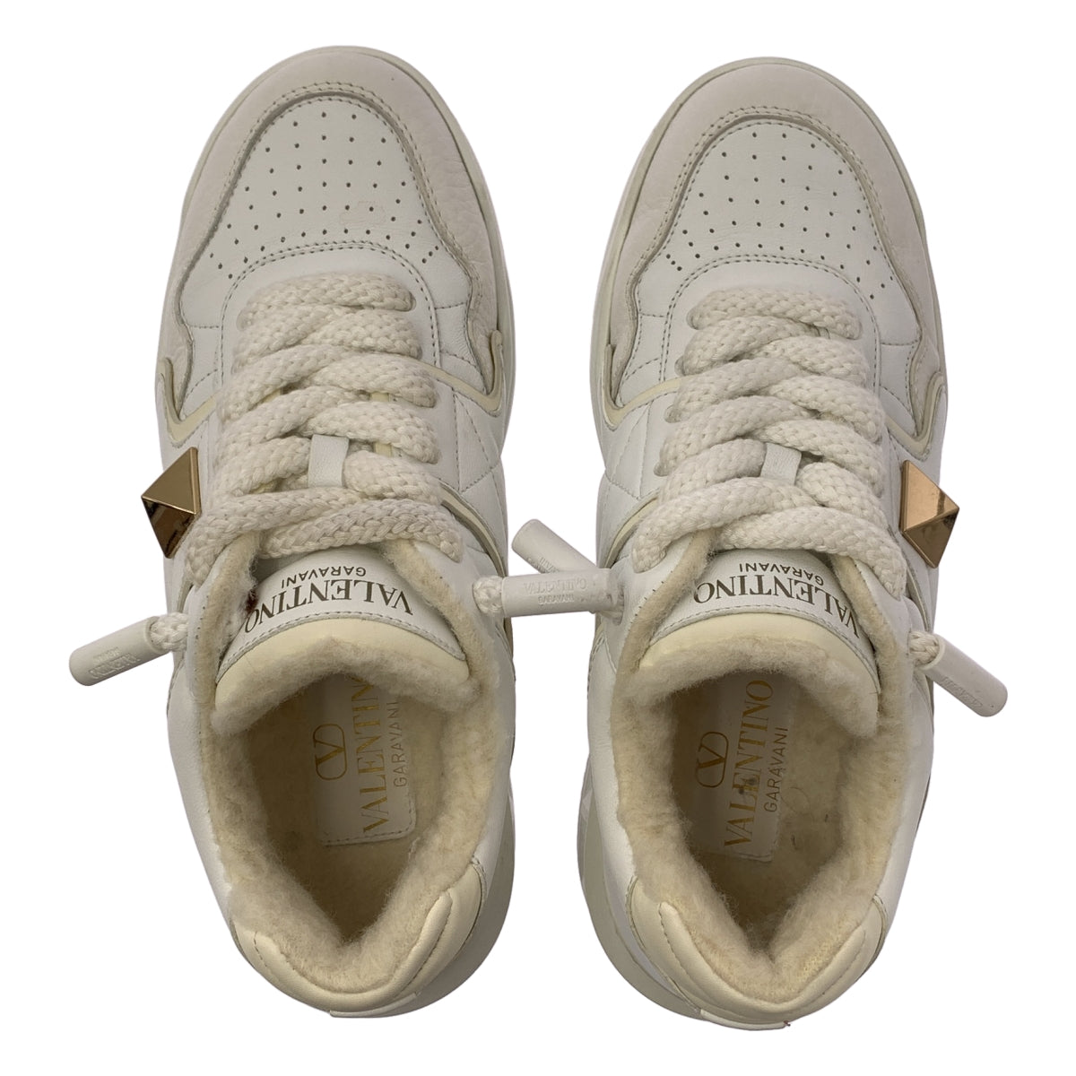 [狀況極佳] VALENTINO GARAVANI | 皮革鉚釘運動鞋 | 尺寸 38 | 白色 | 女款