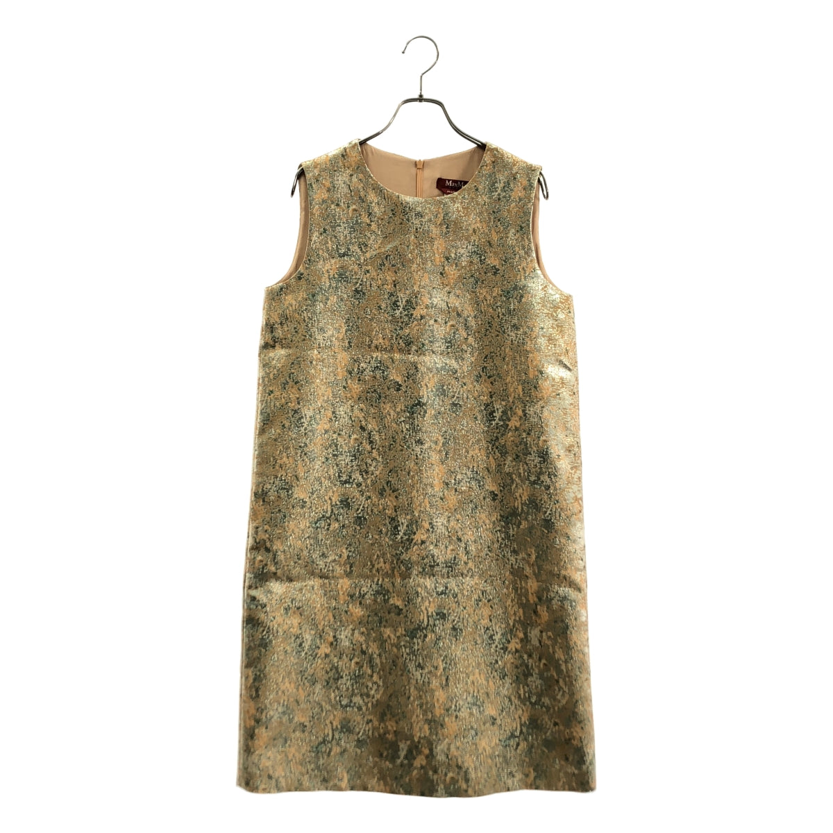 【美品】  MAX MARA STUDIO / マックスマーラステュディオ | ジャガード ノースリーブ ドレス ワンピース | 38 | ベージュ/シルバー | レディース
