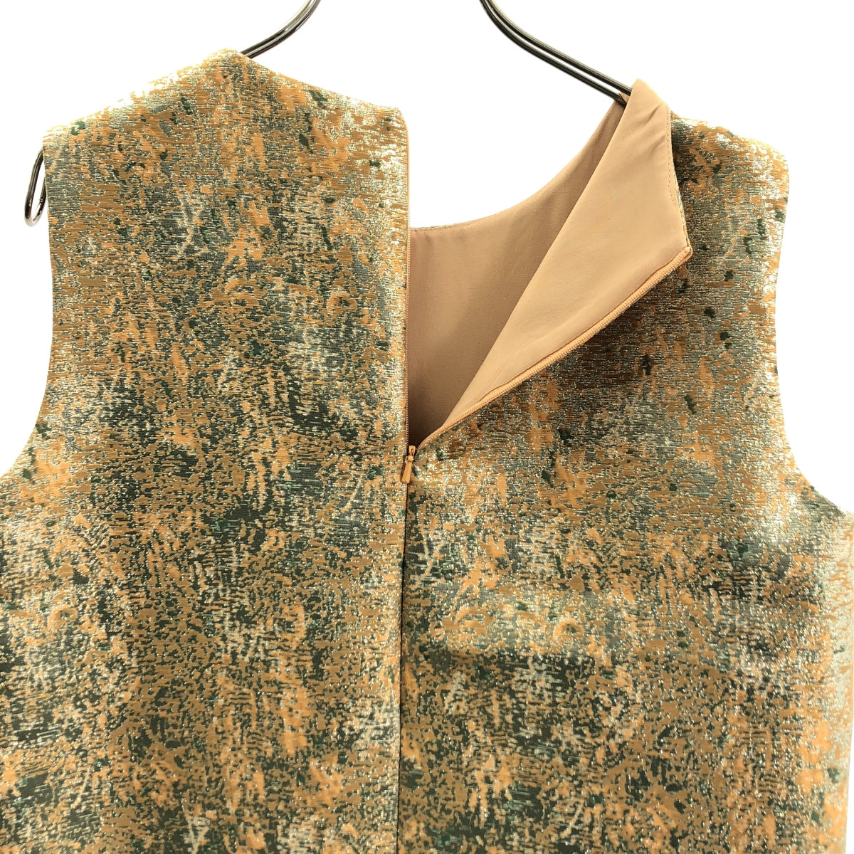 【美品】  MAX MARA STUDIO / マックスマーラステュディオ | ジャガード ノースリーブ ドレス ワンピース | 38 | ベージュ/シルバー | レディース