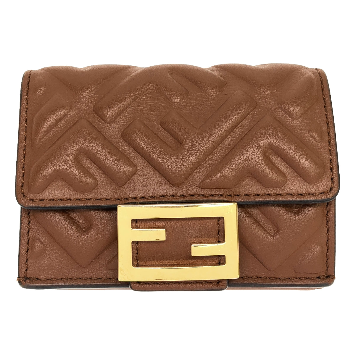 FENDI / フェンディ | MICRO TRI-FOLD WALLET / レザー コンパクトウォレット 財布 | ブラウン | レディース