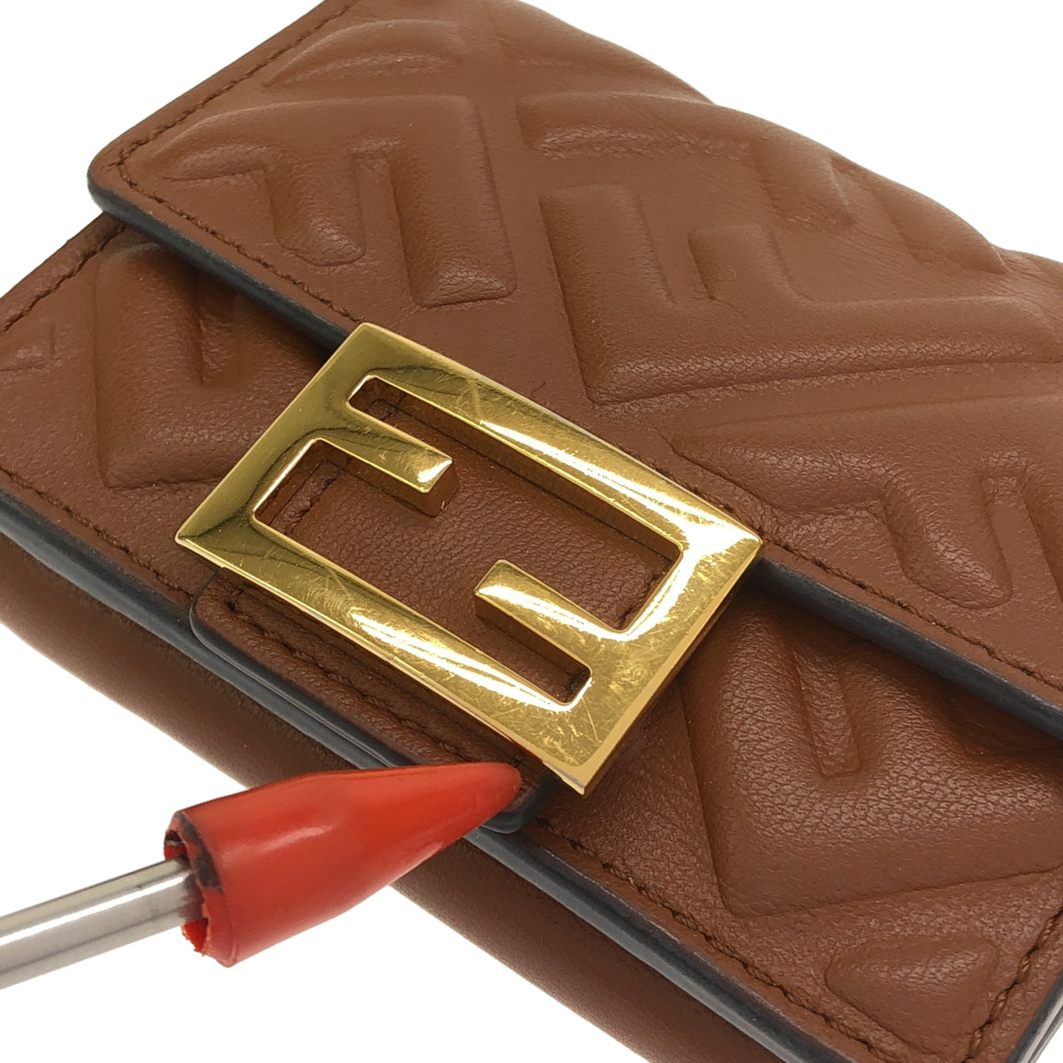 FENDI / フェンディ | MICRO TRI-FOLD WALLET / レザー コンパクトウォレット 財布 | ブラウン | レディース