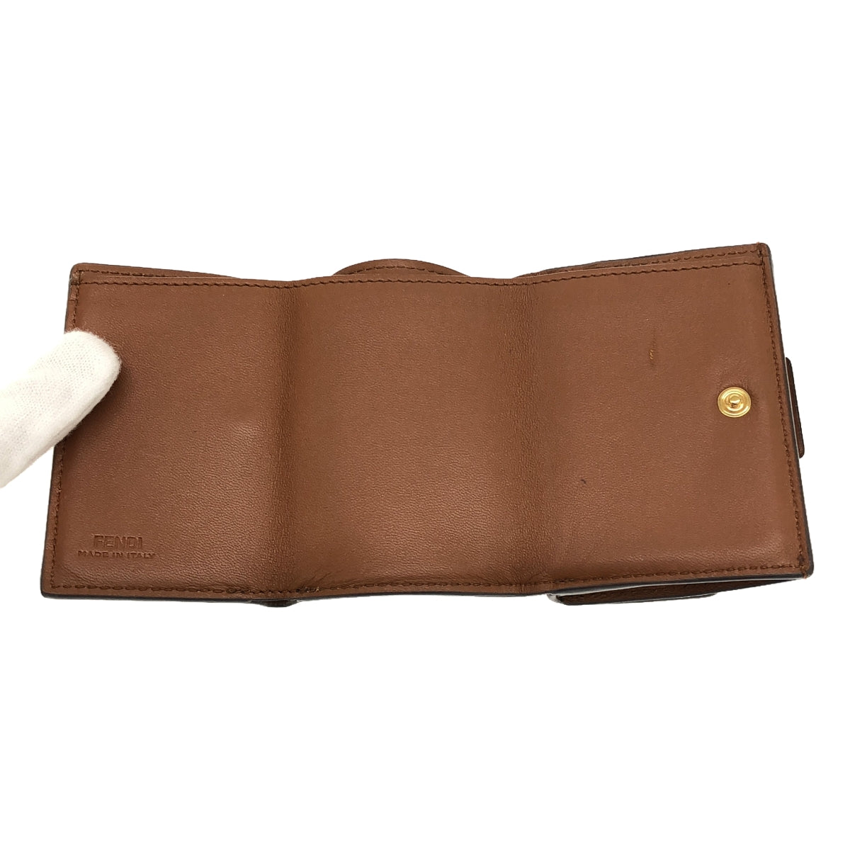 FENDI / フェンディ | MICRO TRI-FOLD WALLET / レザー コンパクトウォレット 財布 | ブラウン | レディース