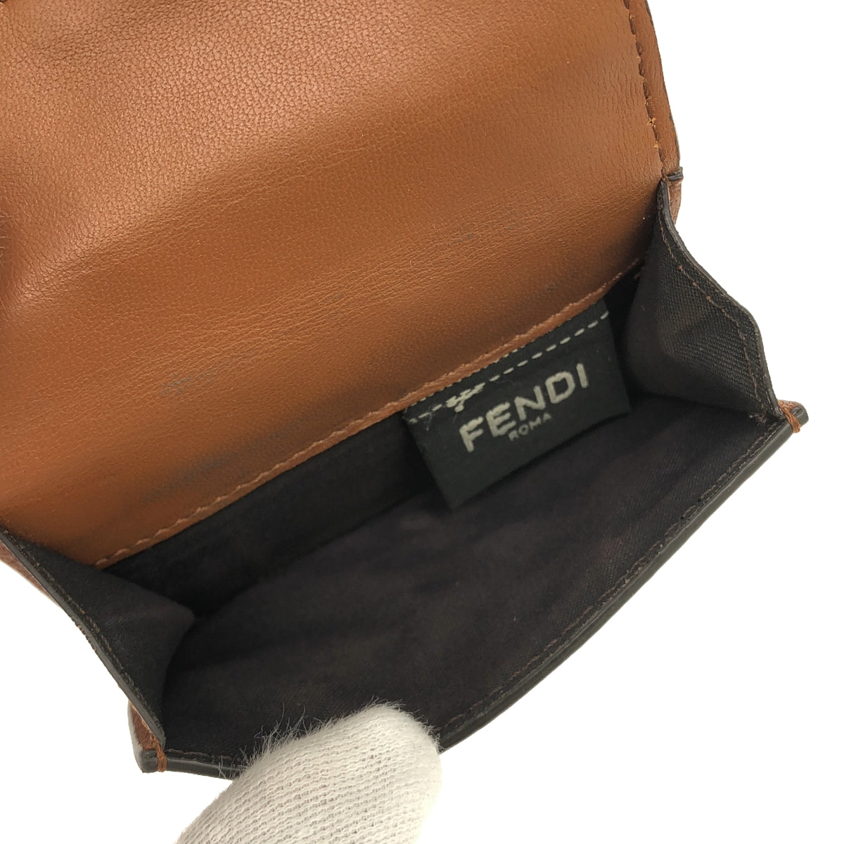 FENDI / フェンディ | MICRO TRI-FOLD WALLET / レザー コンパクトウォレット 財布 | ブラウン | レディース