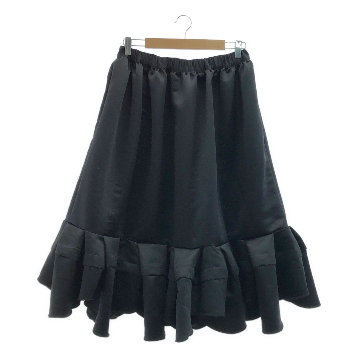 [狀況極佳] COMME des GARCONS | 2025SS | 聚酯緞面荷葉邊喇叭裙 | M碼 | 黑色 | 女款