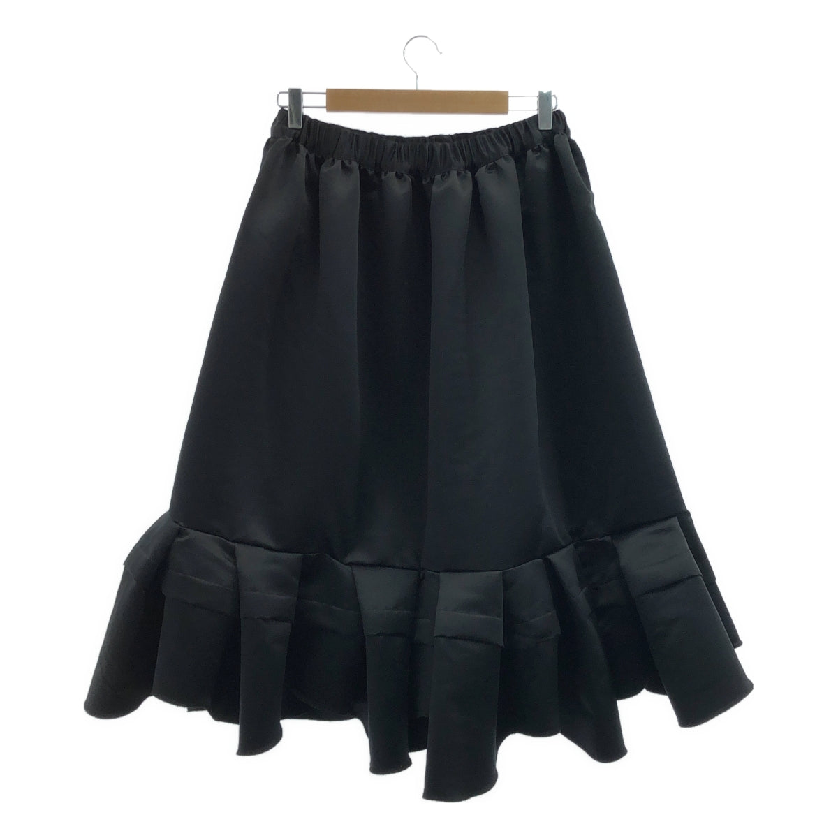 【美品】  COMME des GARCONS COMME des GARCONS / コムコム | 2025SS | ポリエステル サテン フリル フレア スカート | M | ブラック | レディース
