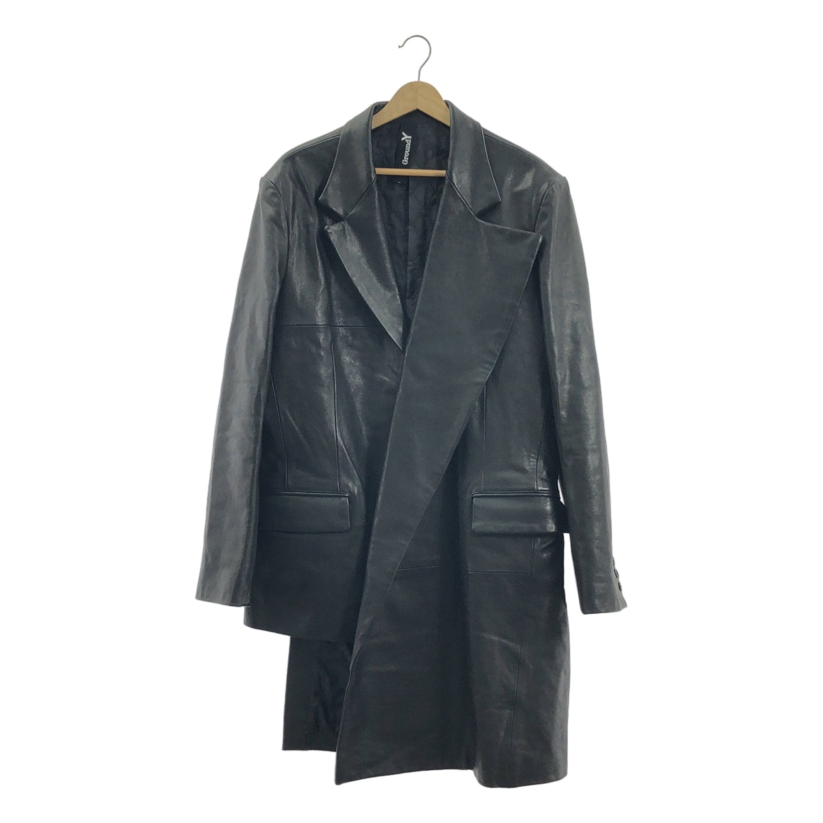 Ground Y | 2024 秋冬 | 小羊皮不對稱外套 | 3 碼 | 黑色 | 男款