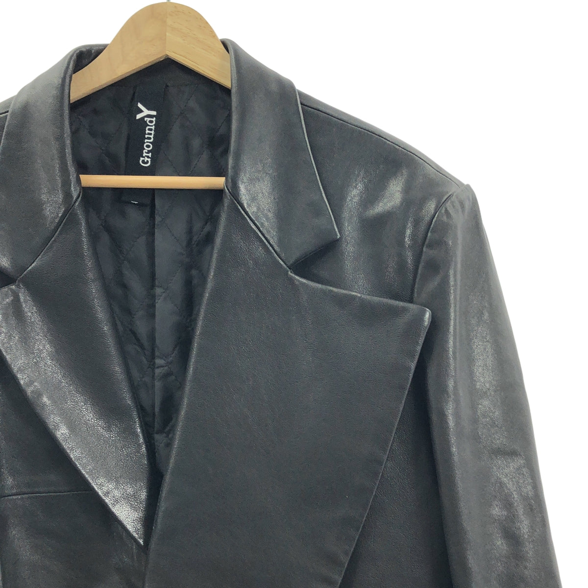 Ground Y | 2024 秋冬 | 小羊皮不對稱外套 | 3 碼 | 黑色 | 男款