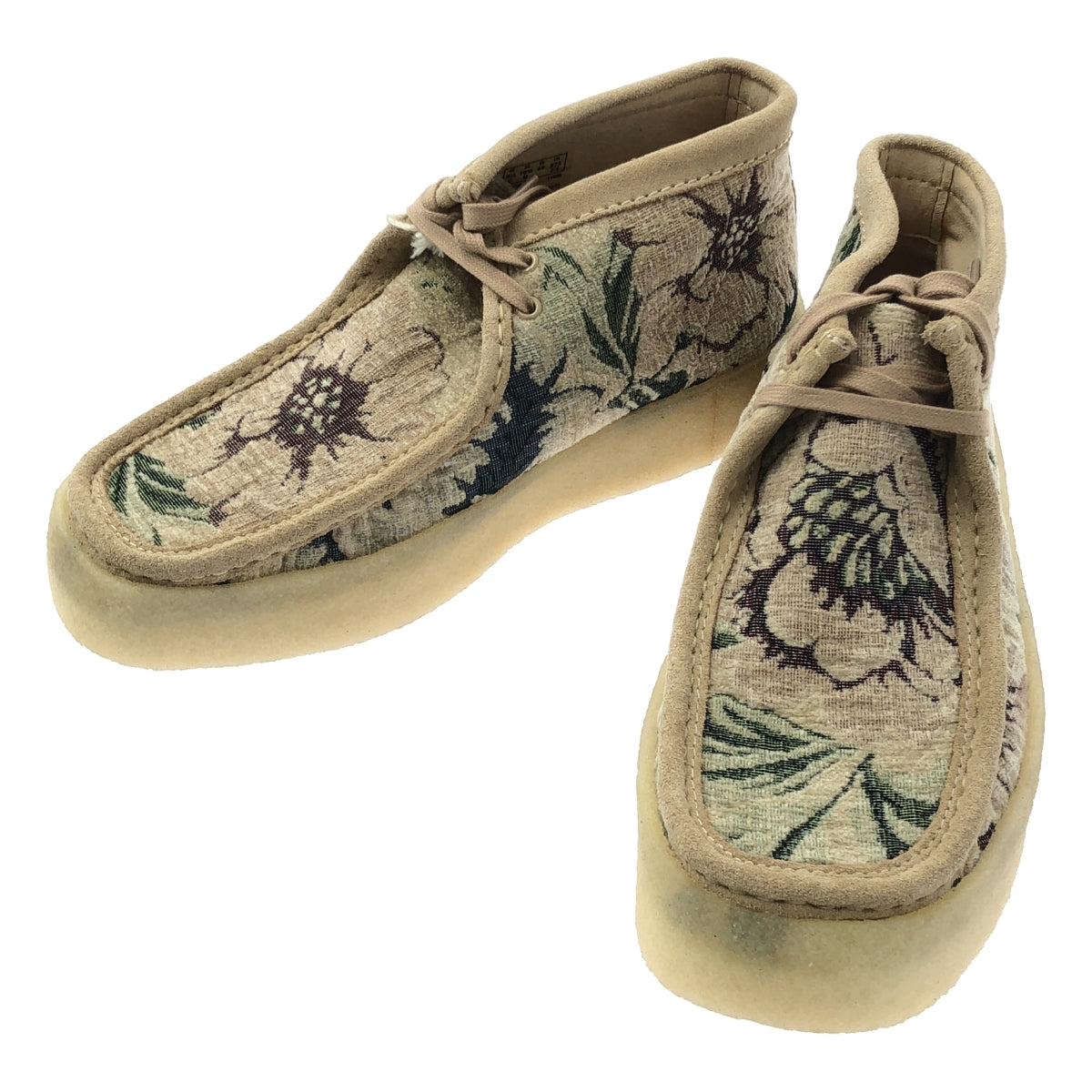 【美品】  clarks / クラークス | Wallabee / ワラビー レザー切替 フローラル ブーツ | 27.5 | ベージュ系 | メンズ