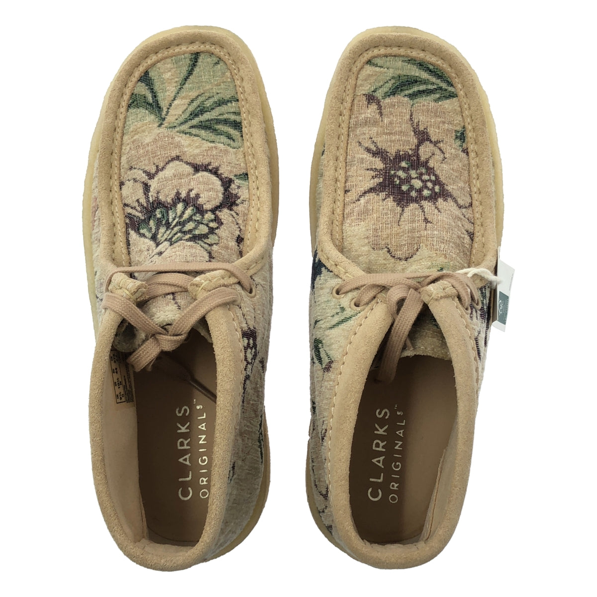 【美品】  clarks / クラークス | Wallabee / ワラビー レザー切替 フローラル ブーツ | 27.5 | ベージュ系 | メンズ