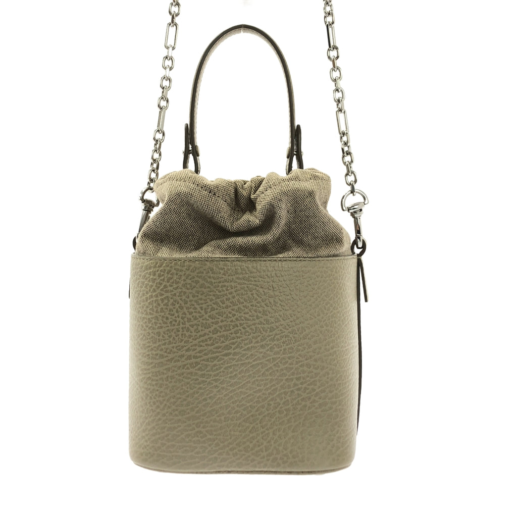 Maison Margiela / メゾンマルジェラ | 5AC レザー キャンバス チェーン 巾着 バケットバック | グレー | レディース