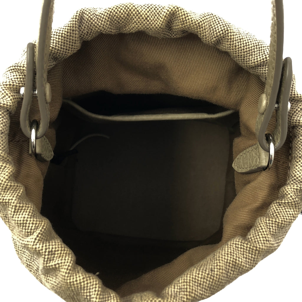 Maison Margiela / メゾンマルジェラ | 5AC レザー キャンバス チェーン 巾着 バケットバック | グレー | レディース