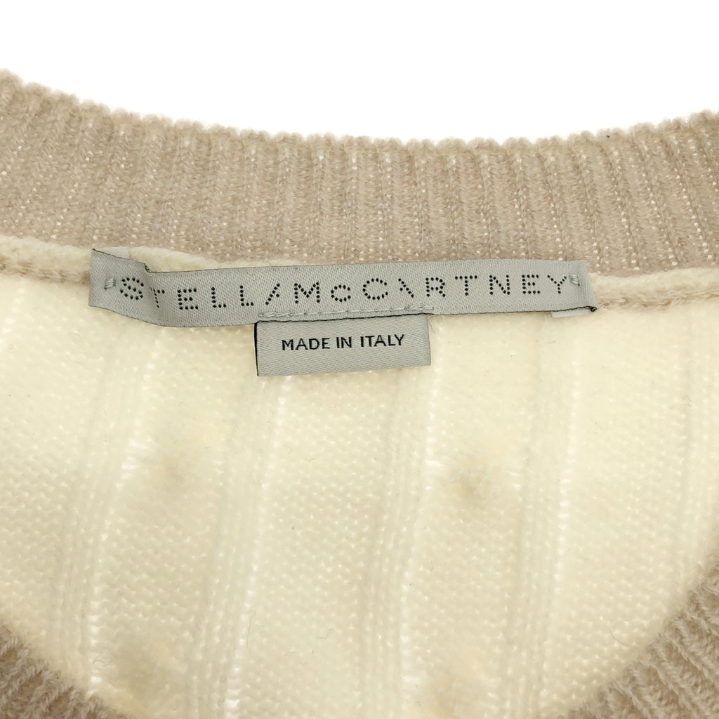 STELLA McCARTNEY / ステラマッカートニー | レース切替 マルチカラー ウール ケーブルニット | 38 | オフホワイト / ピンク / ベージュ | レディース