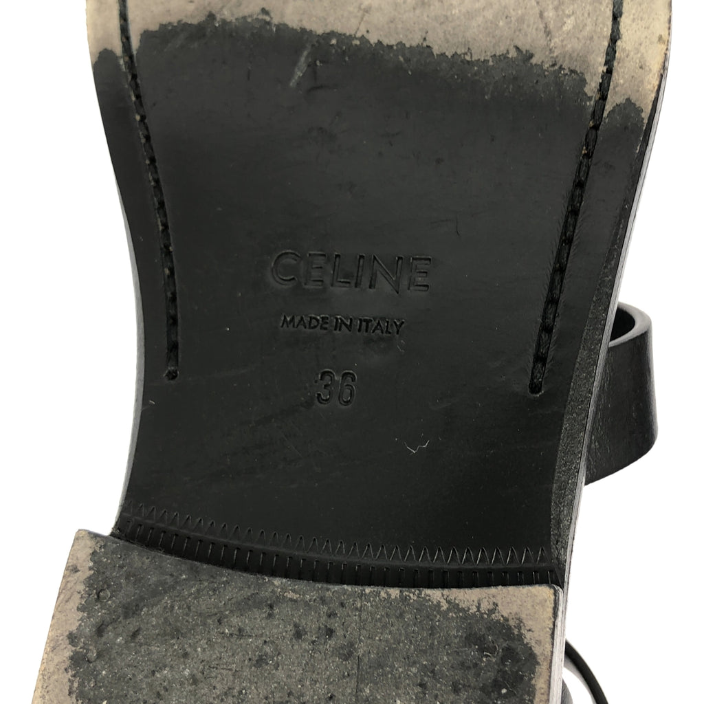 CELINE / セリーヌ | アンクルストラップ フラットサンダル | 36 | ブラック | レディース