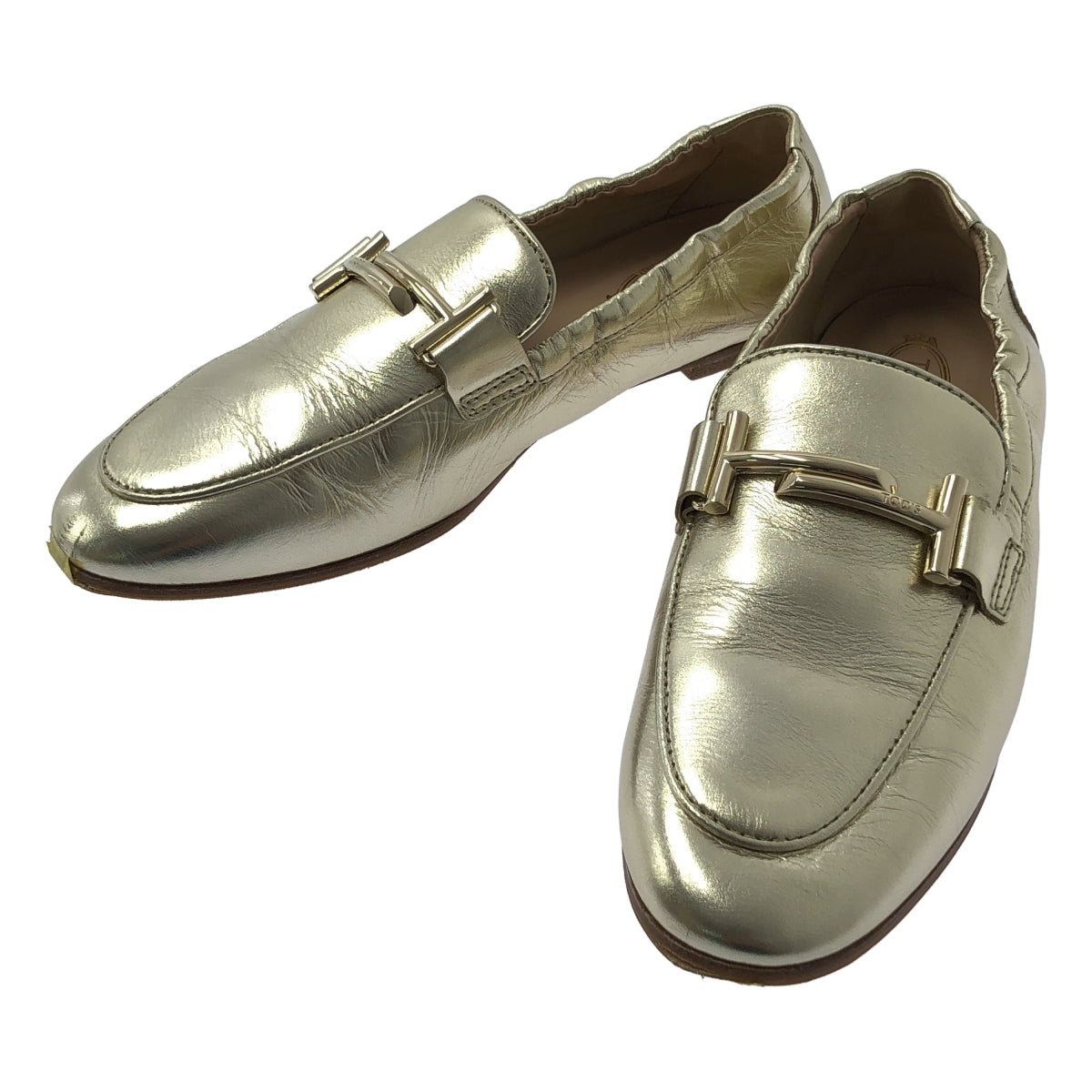 TOD'S / 토즈 | 더블 T 플랫 모카신 신발 | 36 | 골드 | 여성