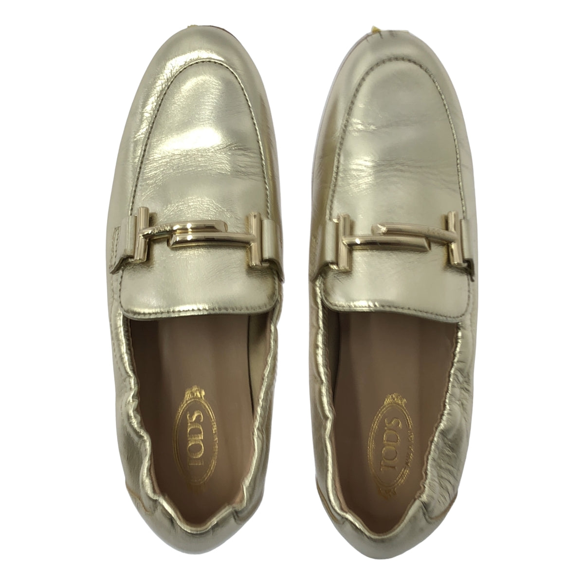 TOD'S / 토즈 | 더블 T 플랫 모카신 신발 | 36 | 골드 | 여성