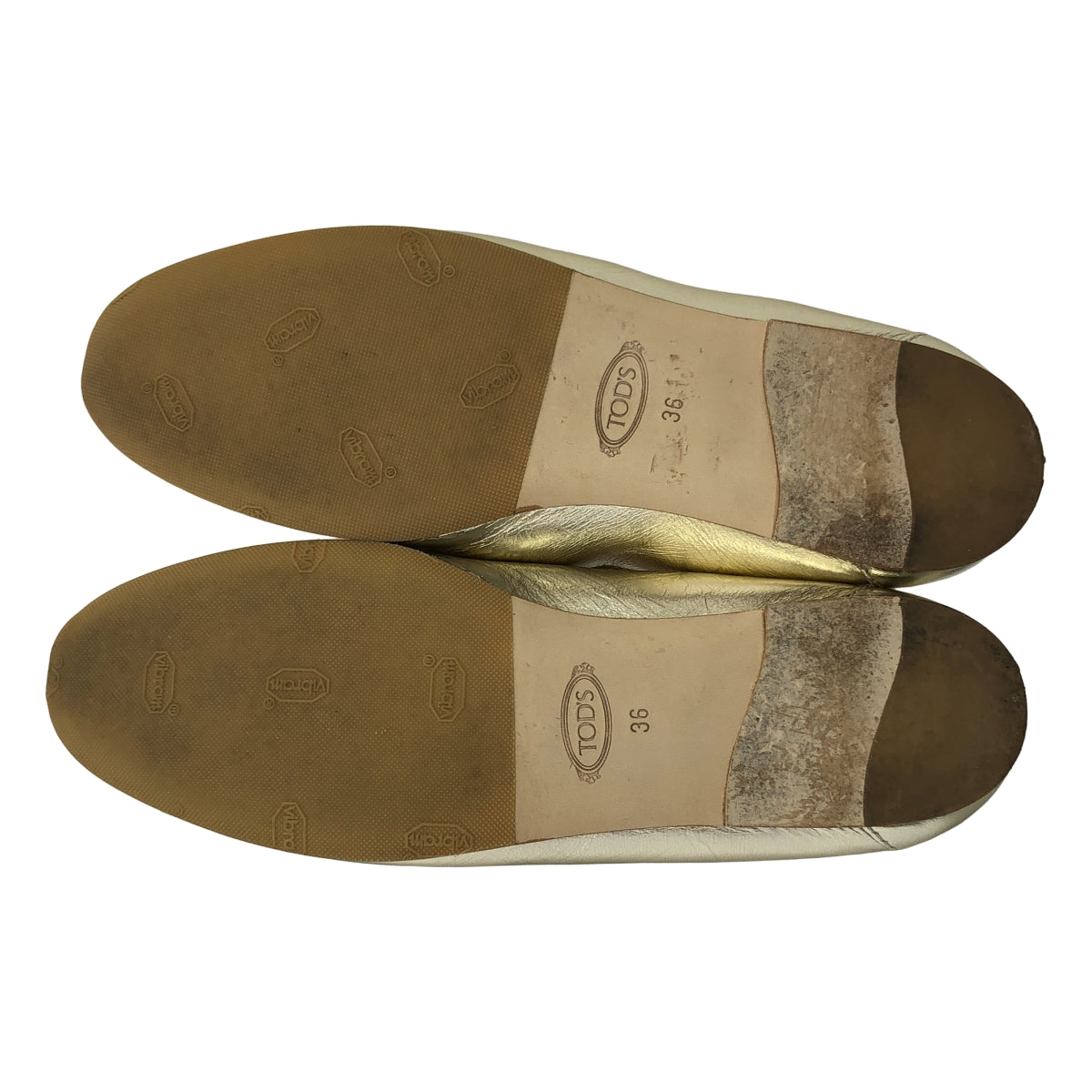 TOD'S / 토즈 | 더블 T 플랫 모카신 신발 | 36 | 골드 | 여성