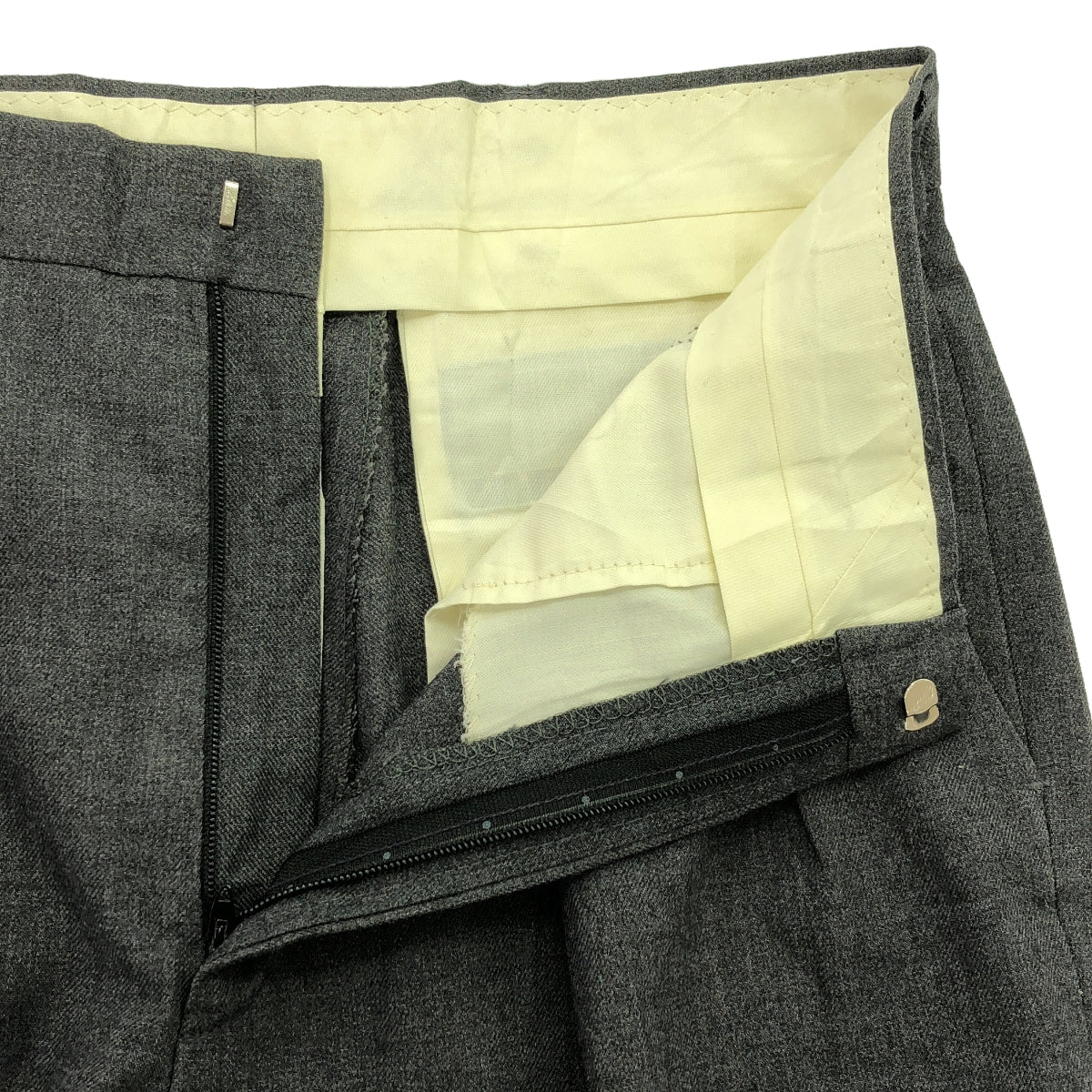 復古 / 復古服裝 |估計 1990 年代~ HAGGAR 美國製造的 2 褶休閒褲 | M |灰色 |女性的