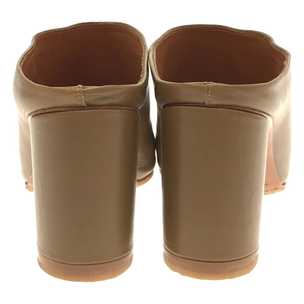 【美品】  Clergerie Paris / クレジュリー | チャンキーヒール レザー サンダル | 36 | カーキ | レディース