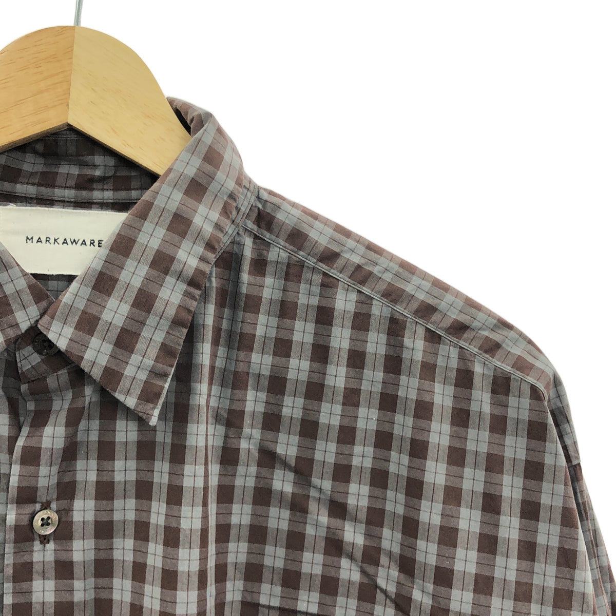 MARKAWARE / マーカウェア | COMFORT FIT SHIRT コンフォート フィット チェックシャツ | 2 | ブラウン / グレー | メンズ