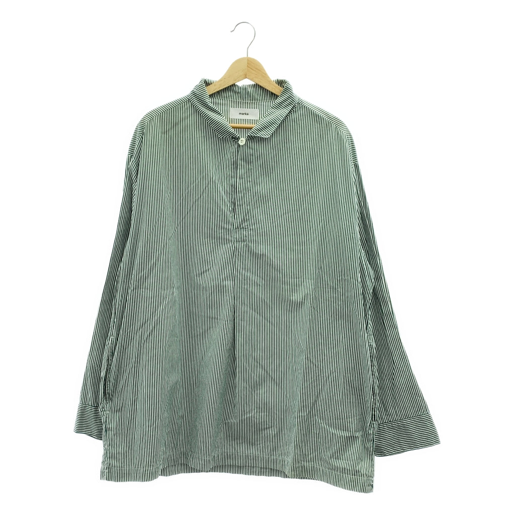 marka / マーカ | コットン ストライプ スキッパーシャツ | 3 | グリーン / ホワイト | メンズ