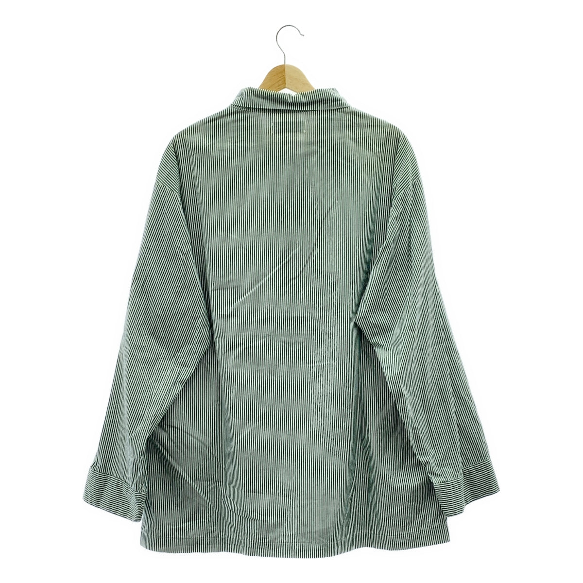 marka / マーカ | コットン ストライプ スキッパーシャツ | 3 | グリーン / ホワイト | メンズ