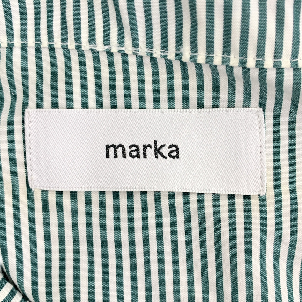 marka / マーカ | コットン ストライプ スキッパーシャツ | 3 | グリーン / ホワイト | メンズ