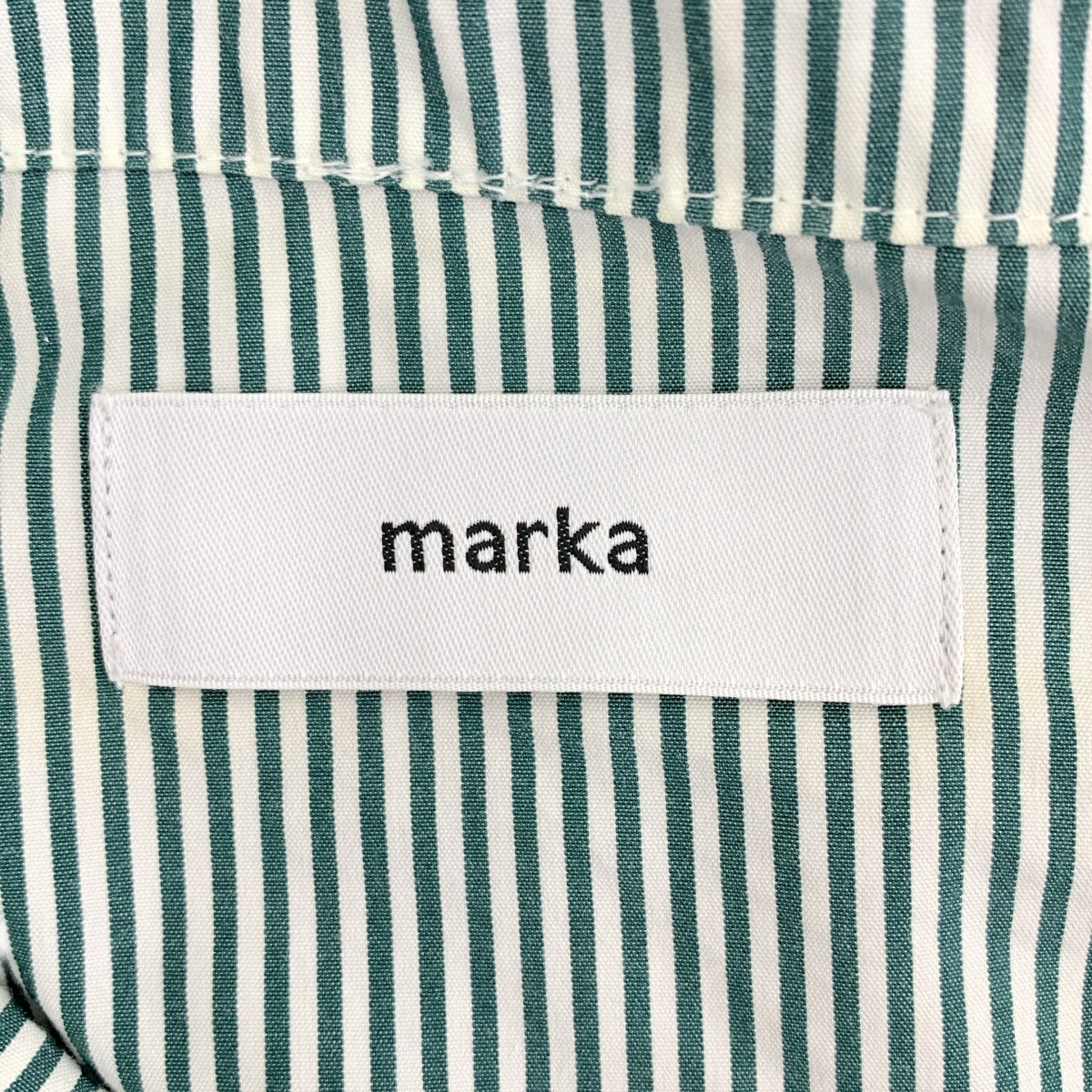 marka / マーカ | コットン ストライプ スキッパーシャツ | 3 | グリーン / ホワイト | メンズ