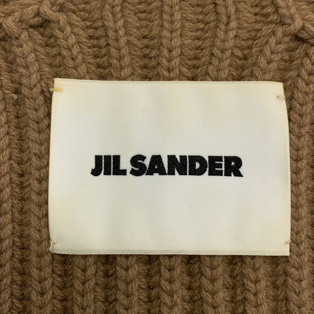 JIL SANDER / ジルサンダー | ウール カシミヤ アシンメトリー リブニット | 38 | ブラウン | レディース