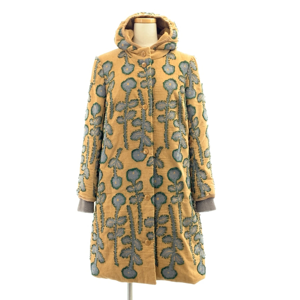 mina perhonen / ミナペルホネン | forest garden 総柄 刺しゅう フーデッド ダウンコート | 38 | レディース