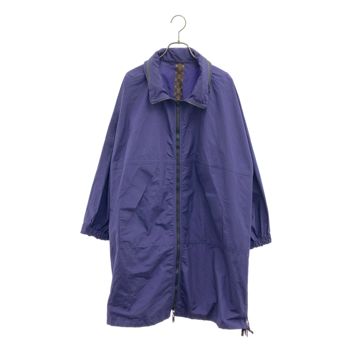 【美品】  Louis Vuitton / ルイヴィトン | コットン ナイロン サイドジップ モノグラム切替 ウインドブレーカー コート | 34 | ネイビー | レディース