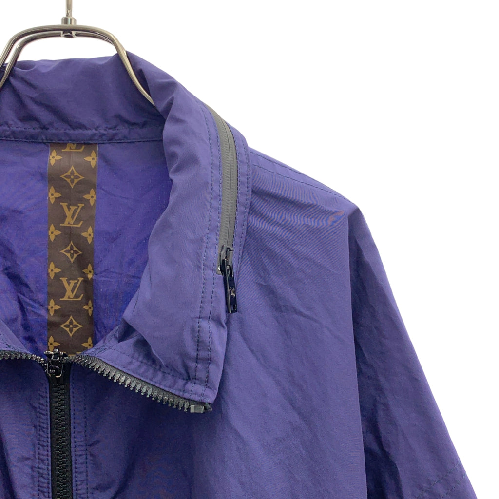 【美品】  Louis Vuitton / ルイヴィトン | コットン ナイロン サイドジップ モノグラム切替 ウインドブレーカー コート | 34 | ネイビー | レディース