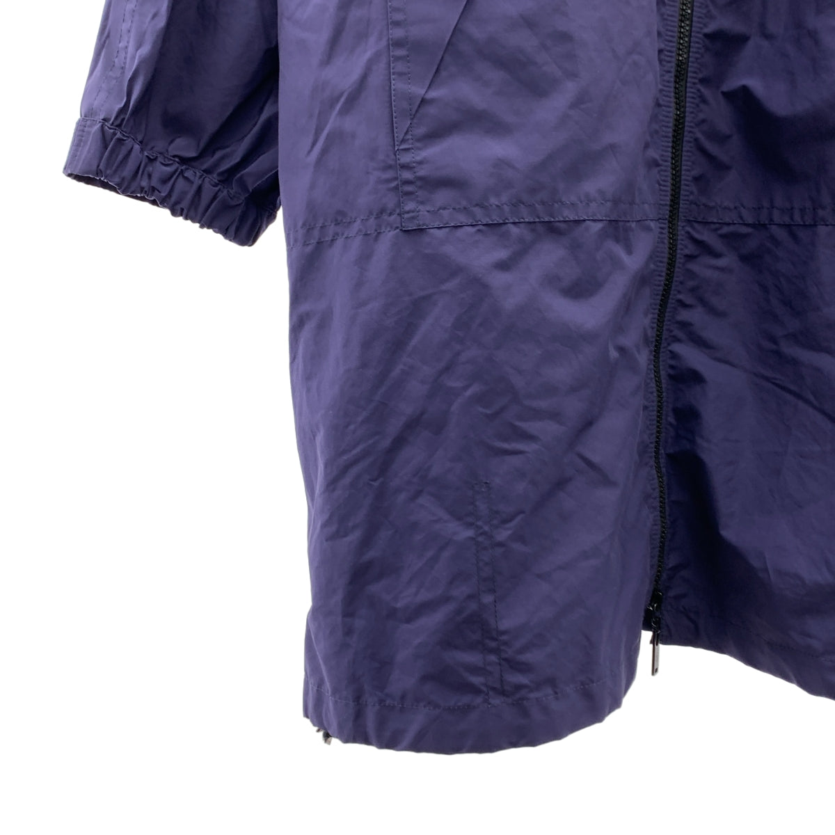 【美品】  Louis Vuitton / ルイヴィトン | コットン ナイロン サイドジップ モノグラム切替 ウインドブレーカー コート | 34 | ネイビー | レディース