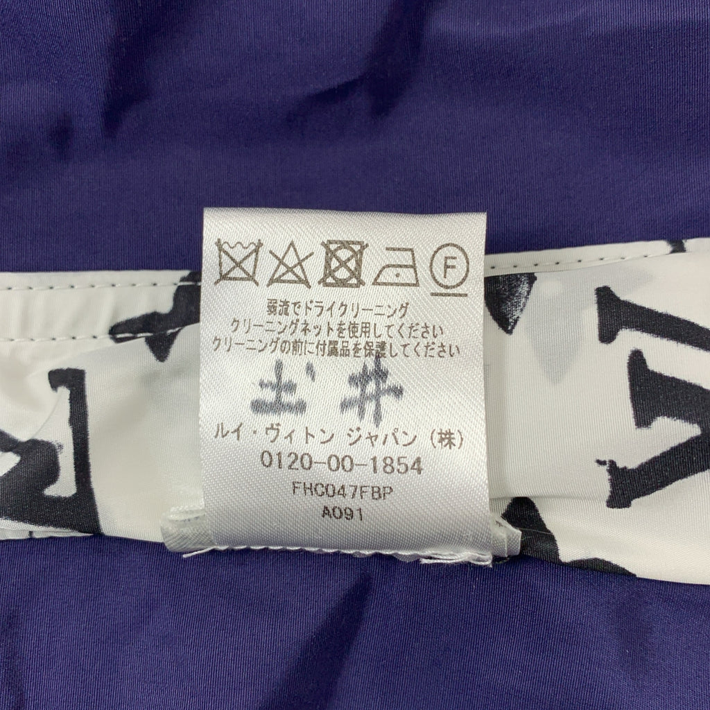 【美品】  Louis Vuitton / ルイヴィトン | コットン ナイロン サイドジップ モノグラム切替 ウインドブレーカー コート | 34 | ネイビー | レディース