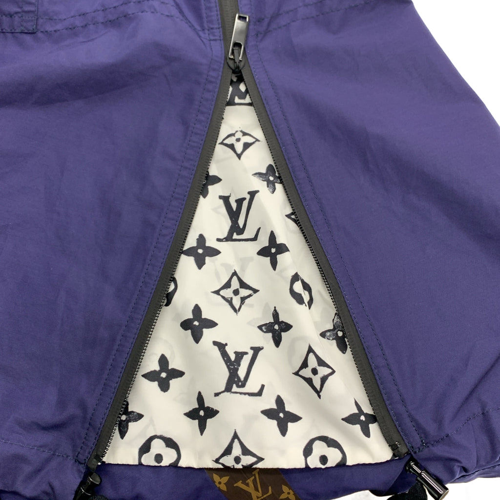 【美品】  Louis Vuitton / ルイヴィトン | コットン ナイロン サイドジップ モノグラム切替 ウインドブレーカー コート | 34 | ネイビー | レディース