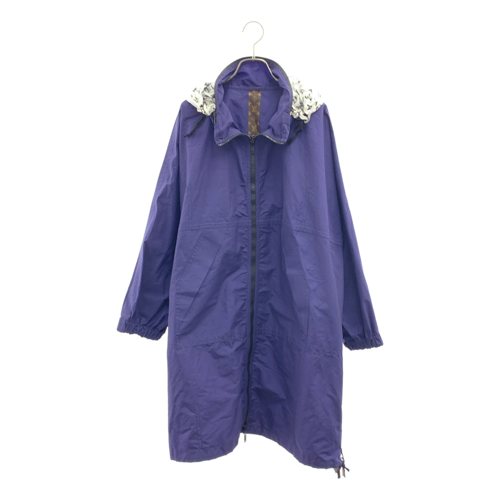 【美品】  Louis Vuitton / ルイヴィトン | コットン ナイロン サイドジップ モノグラム切替 ウインドブレーカー コート | 34 | ネイビー | レディース