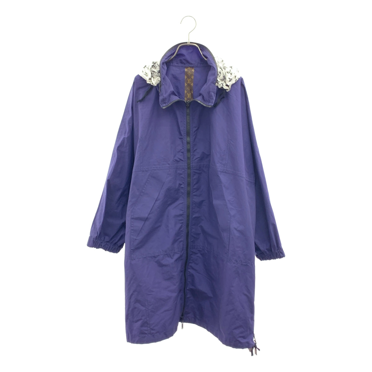 【美品】  Louis Vuitton / ルイヴィトン | コットン ナイロン サイドジップ モノグラム切替 ウインドブレーカー コート | 34 | ネイビー | レディース