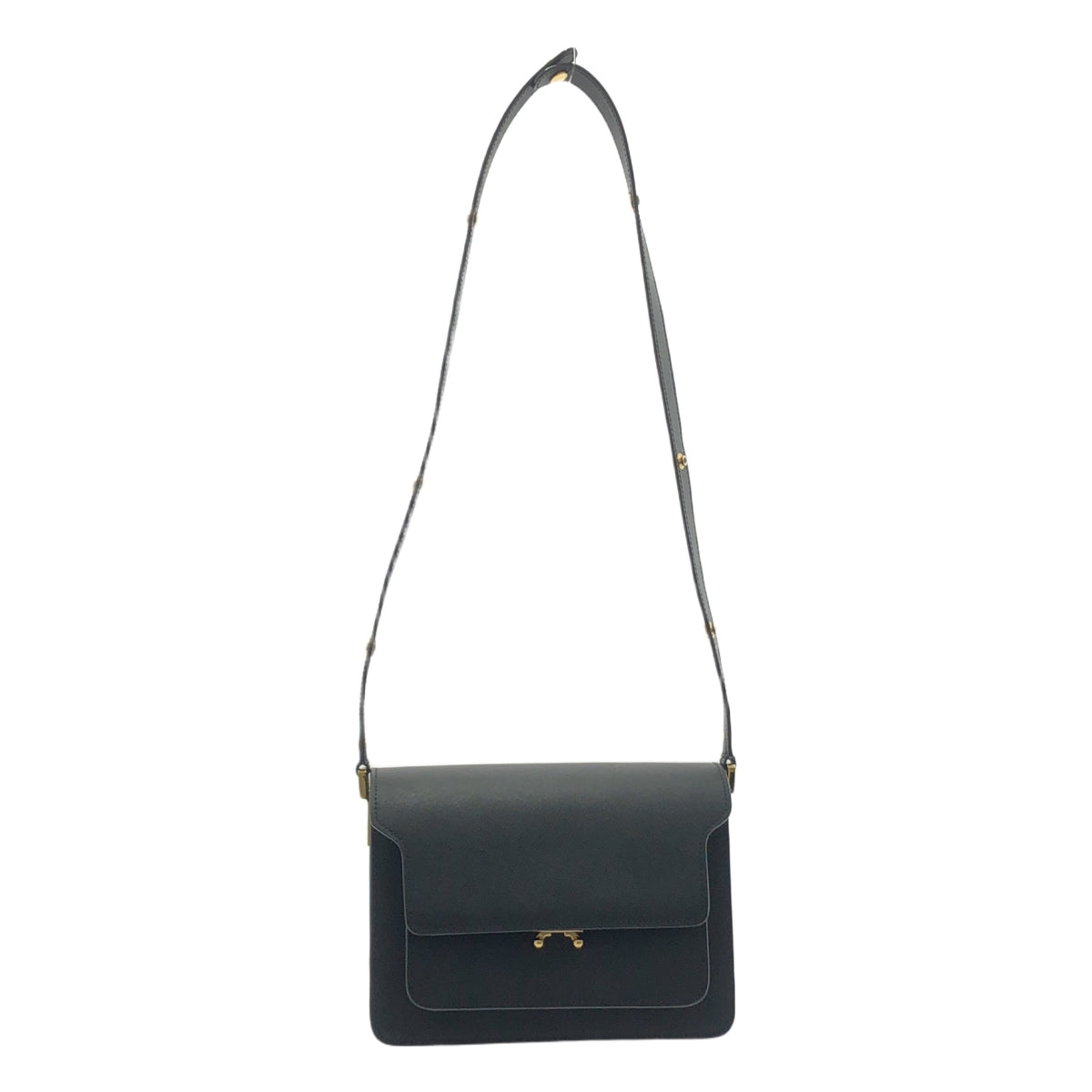 【미품】 MARNI / 마르니 | 트렁크 미디엄 사피아노 가죽 숄더백 | 블랙 | 여성