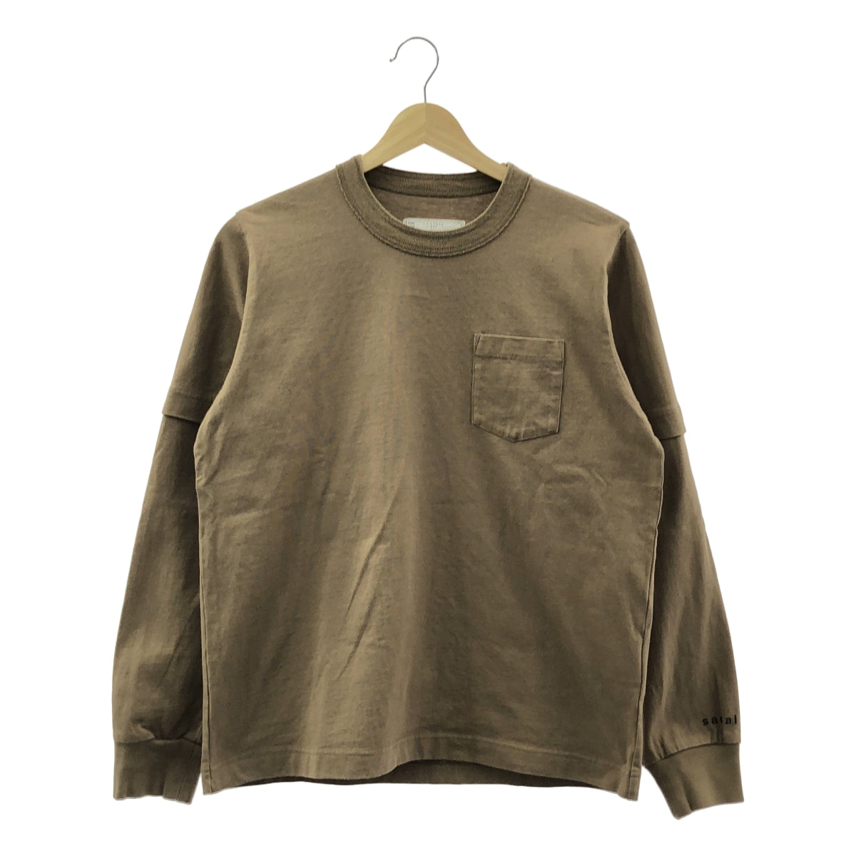 sacai / 사카이 | 2023SS | Graphic L/S T-Shirt / 백 프린트 포켓 컷소우 | 1 | 브라운 | 남성