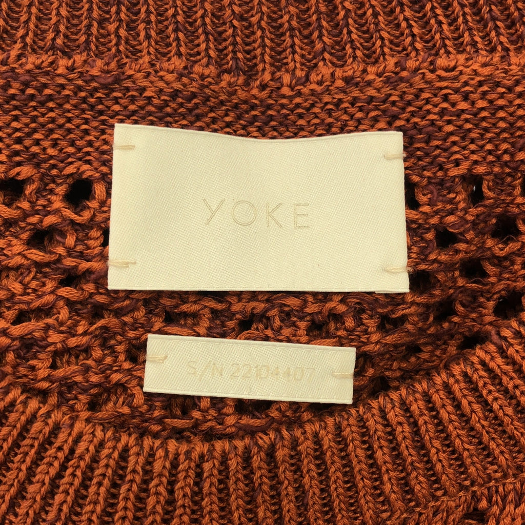 YOKE / 요크 | 2022SS | MESHED KNIT CREW NECK 코튼 메쉬 크루 넥 니트 | 3 | 남성