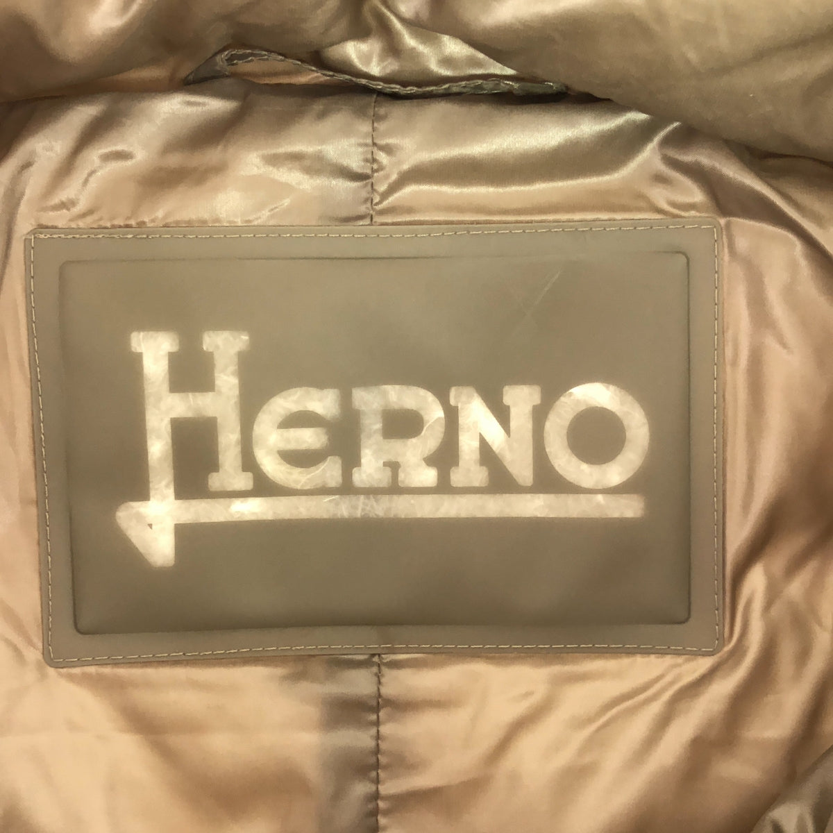 HERNO / ヘルノ | ナイロン ウエストテープ切替 ハイネック ダウンコート | 42 | ベージュ | レディース
