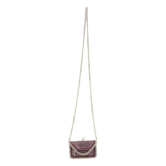 【美品】  STELLA McCARTNEY / ステラマッカートニー | Eco All Over Crystal Card Holder / レザー 装飾 チェーンショルダー カードケース ミニポーチ バッグ | LIGHT AMETHYST | レディース