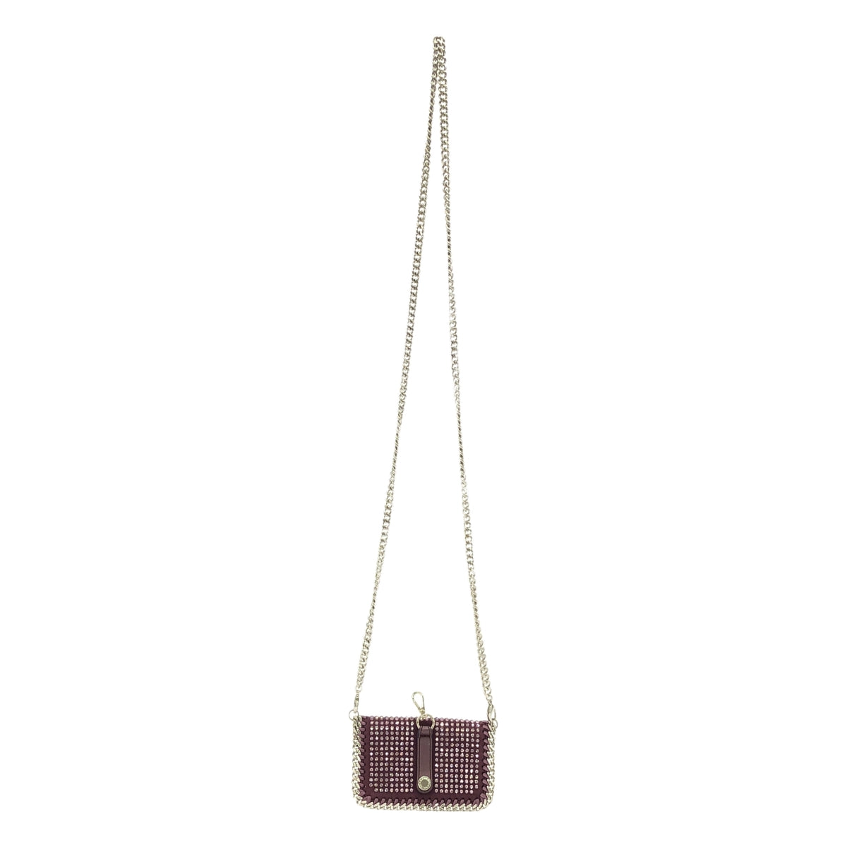 【美品】  STELLA McCARTNEY / ステラマッカートニー | Eco All Over Crystal Card Holder / レザー 装飾 チェーンショルダー カードケース ミニポーチ バッグ | LIGHT AMETHYST | レディース