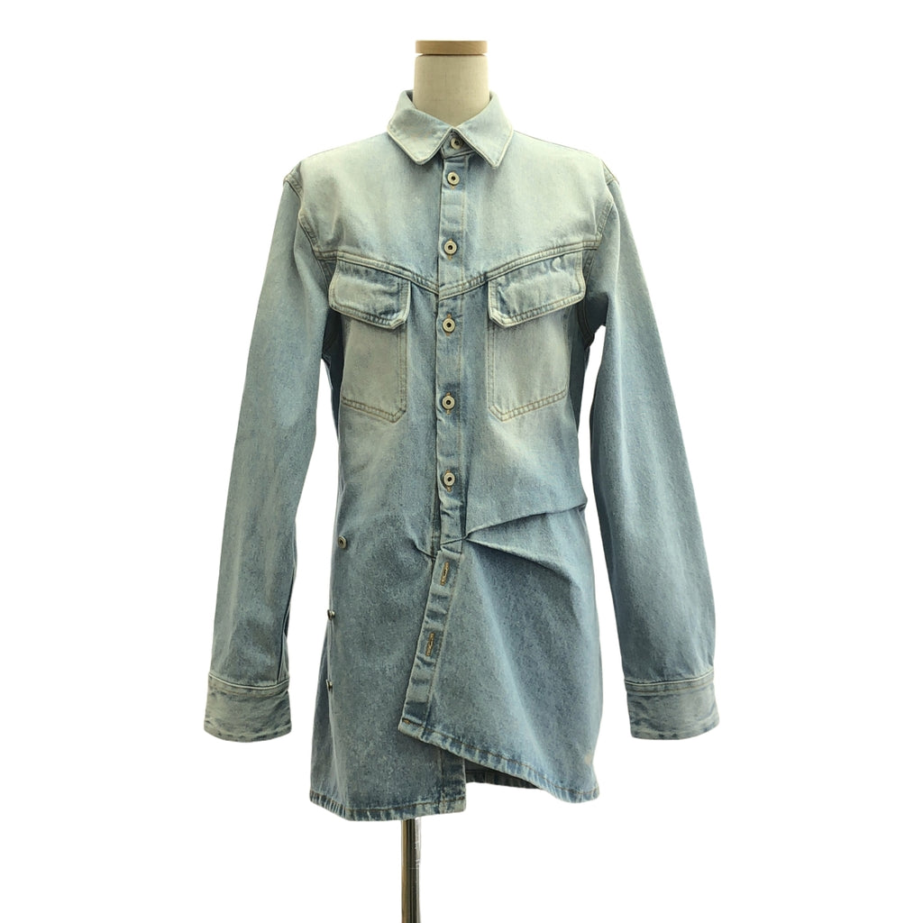 【美品】  Off-White / オフホワイト | 2023SS | TOYBOX BLEACH TWIST SHIRT DRESS デニム ツイスト シャツワンピース | 36 | インディゴ | レディース